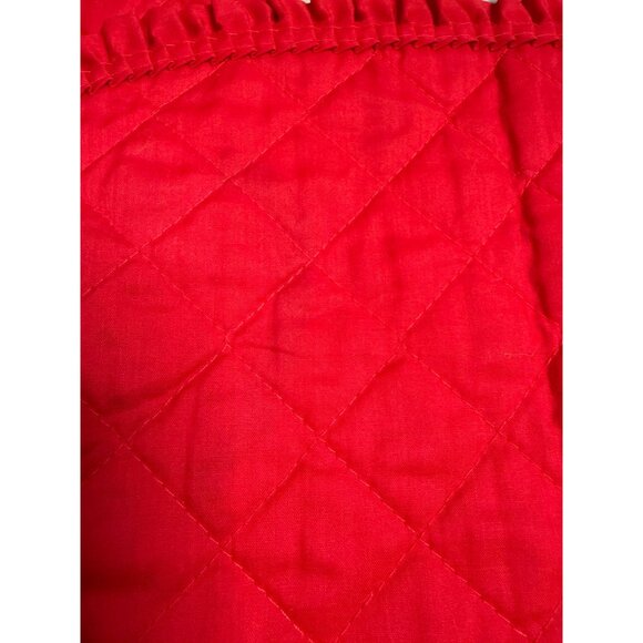 4 Vtg 70s Quilted Red Oval Placemat Ruffled Edges Holiday Table Top decor read - Picture 9 of 15